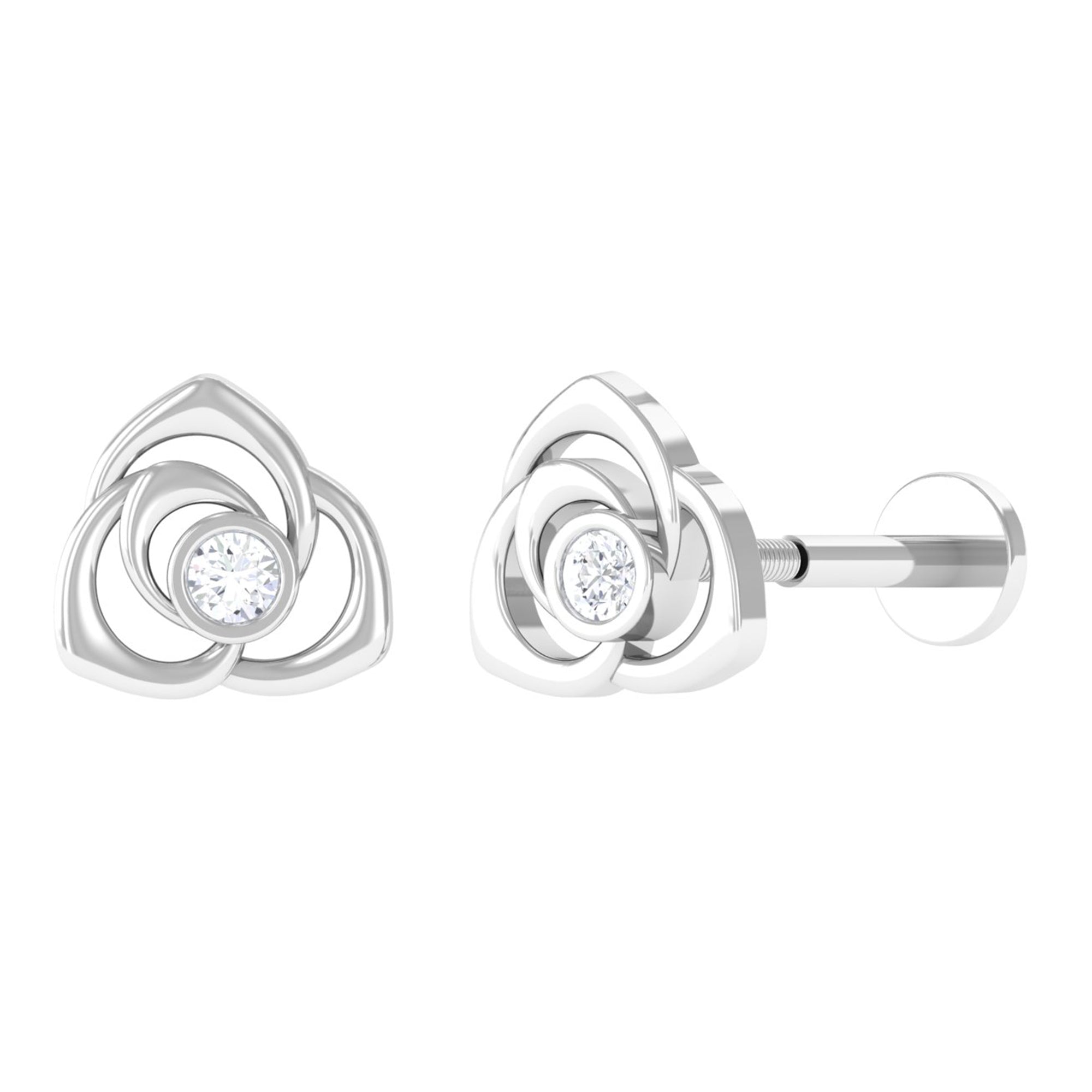 Nature Inspired Diamond Floral Earring for Cartilage Piercing
