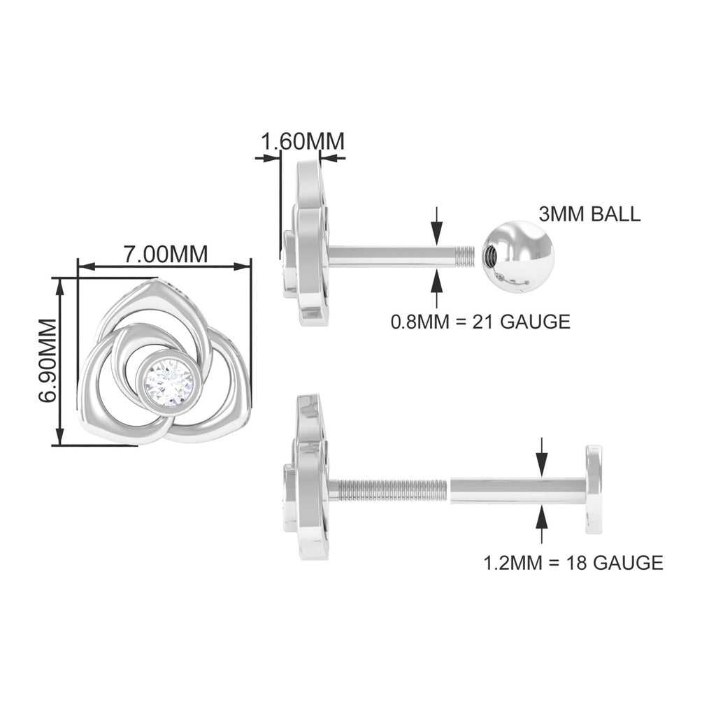 Nature Inspired Diamond Floral Earring for Cartilage Piercing