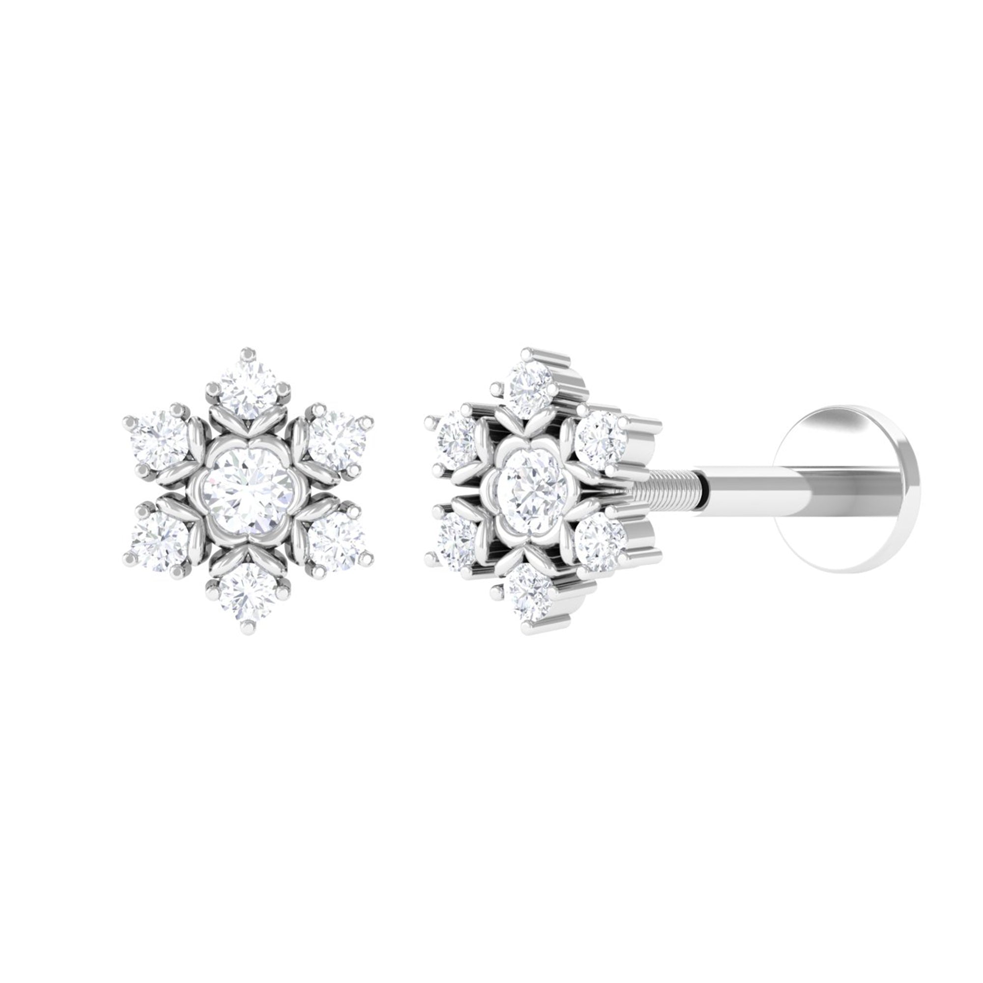 Nature Inspired Diamond Flower Earring for Helix Piercing