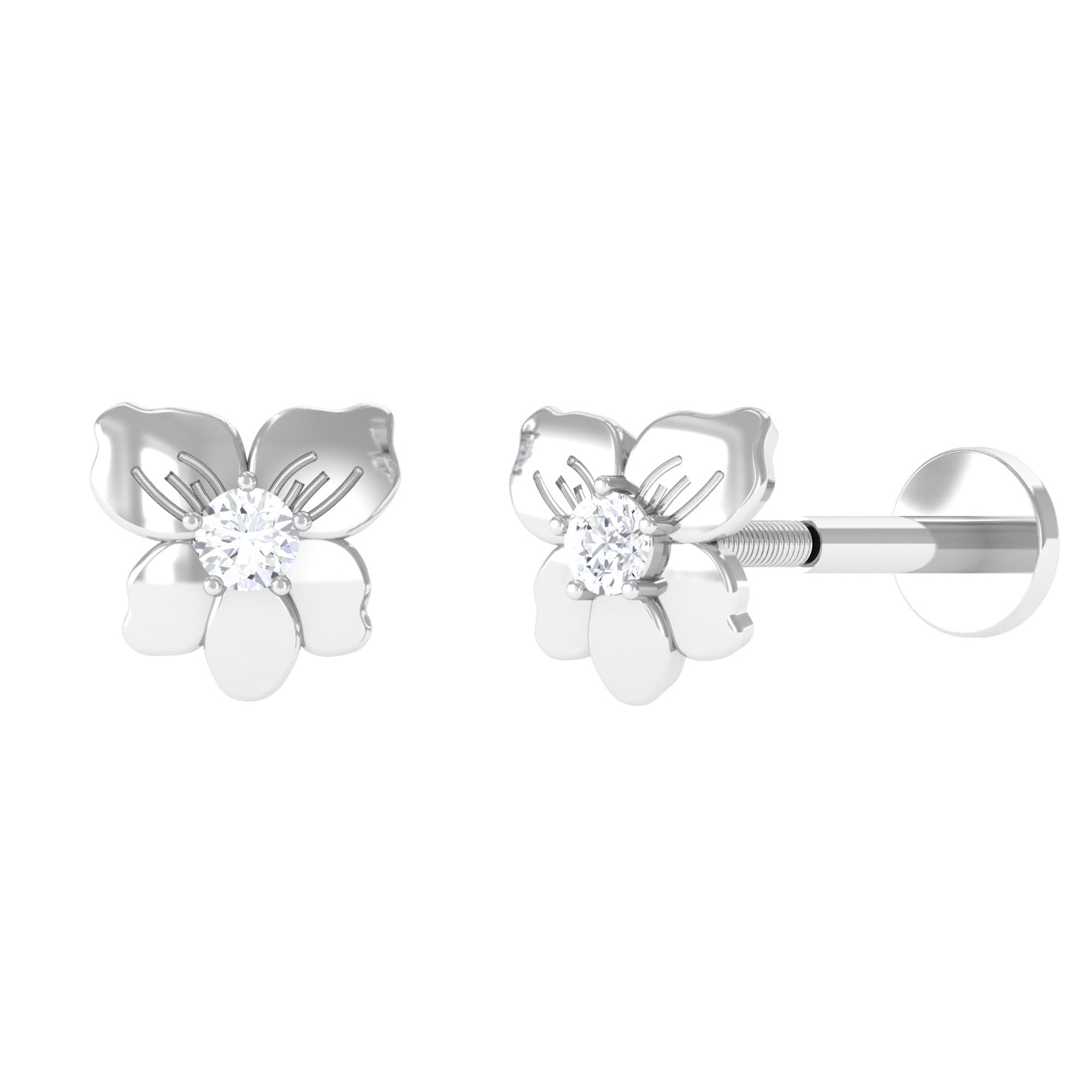 Nature Inspired Diamond Floral Helix Earring