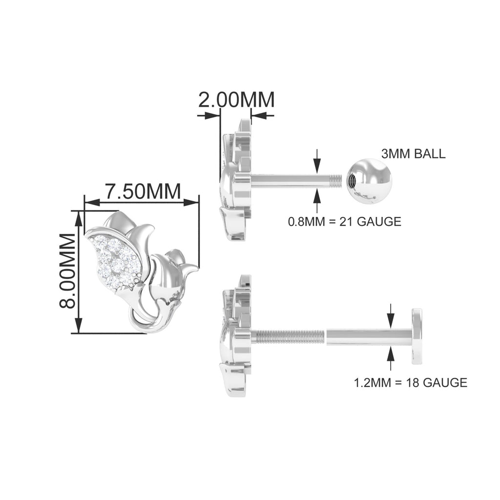 Diamond Floral Earring for Helix Piercing