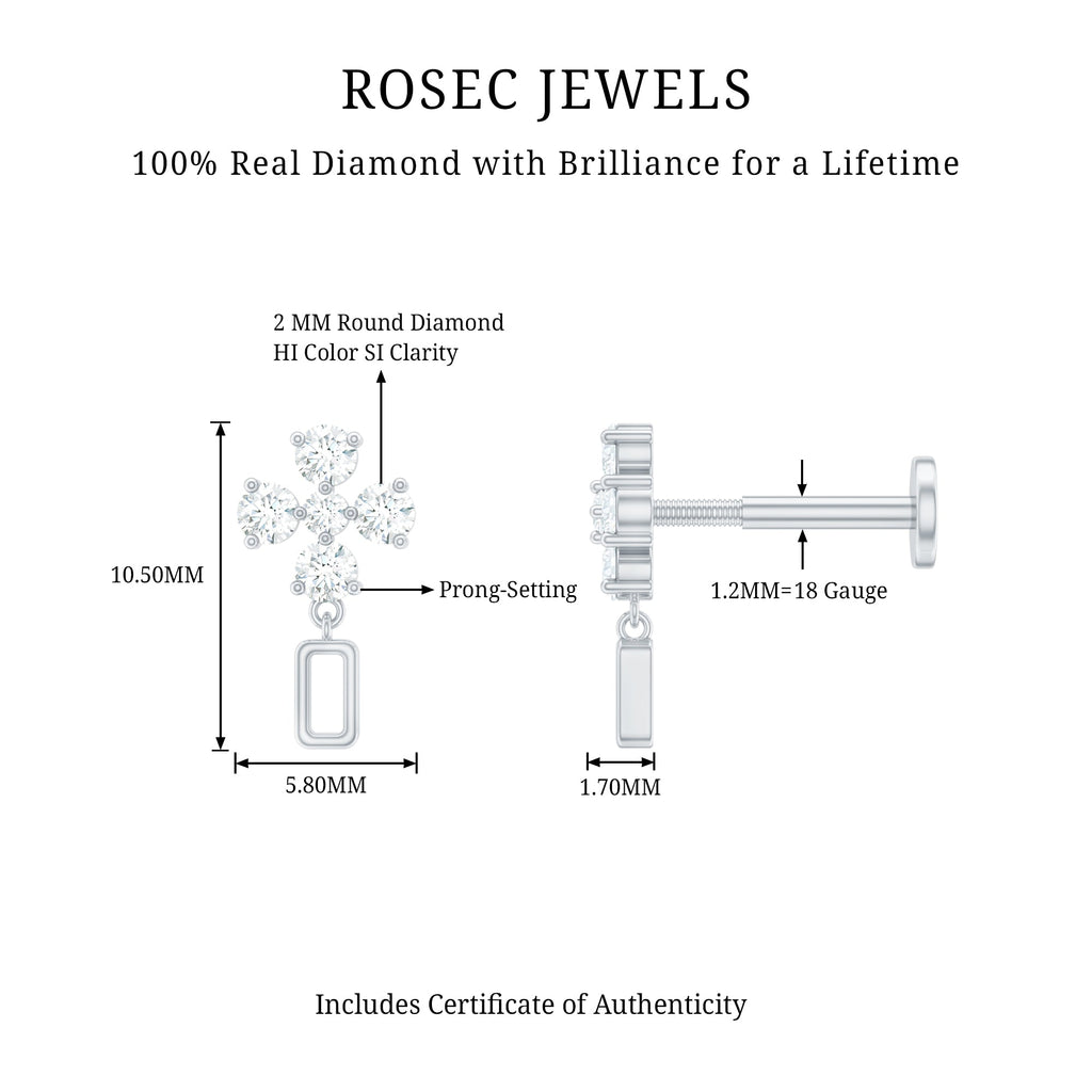 Simple Diamond Drop Earring for Helix Piercing