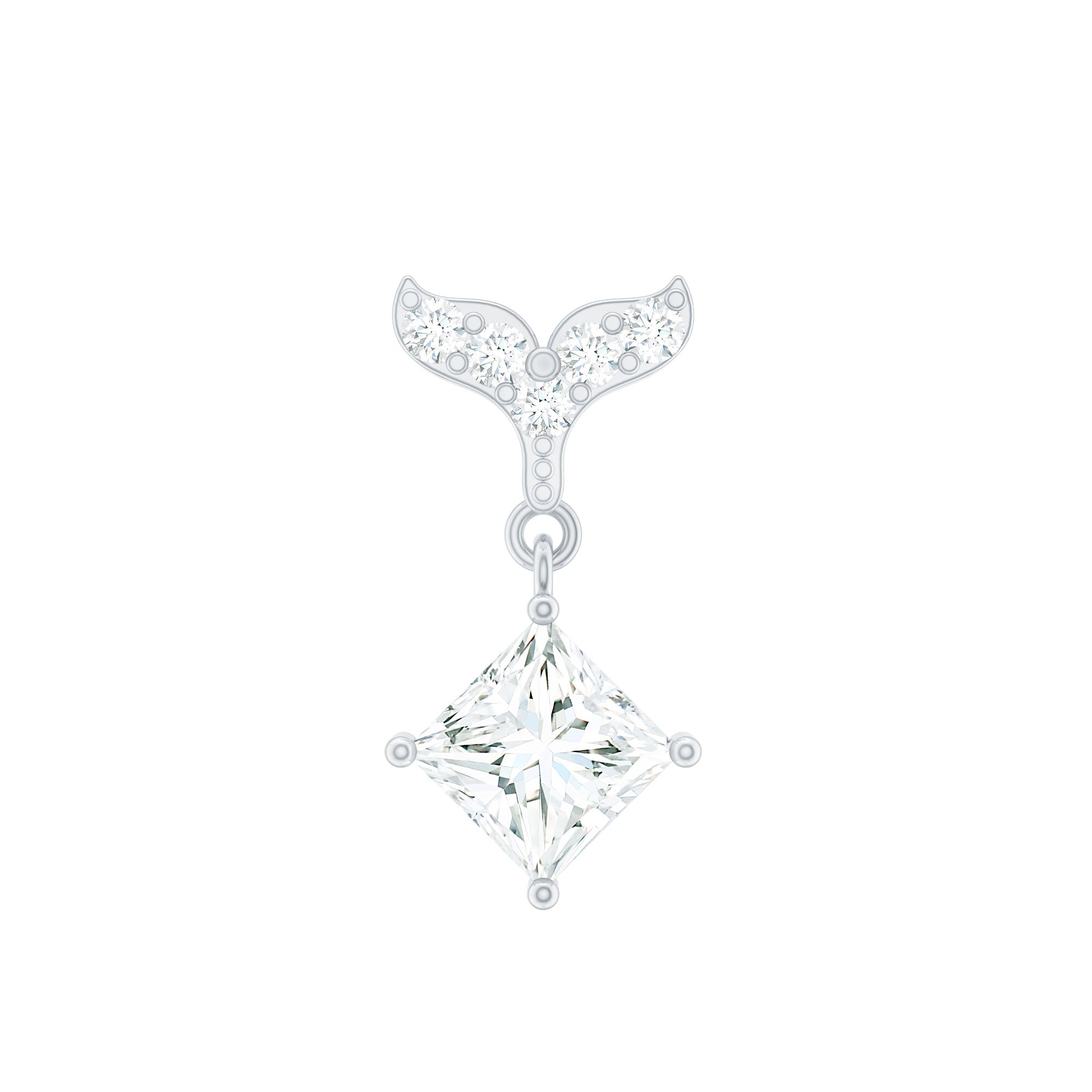 Fish Tail Diamond Drop Earring for Helix Piercing