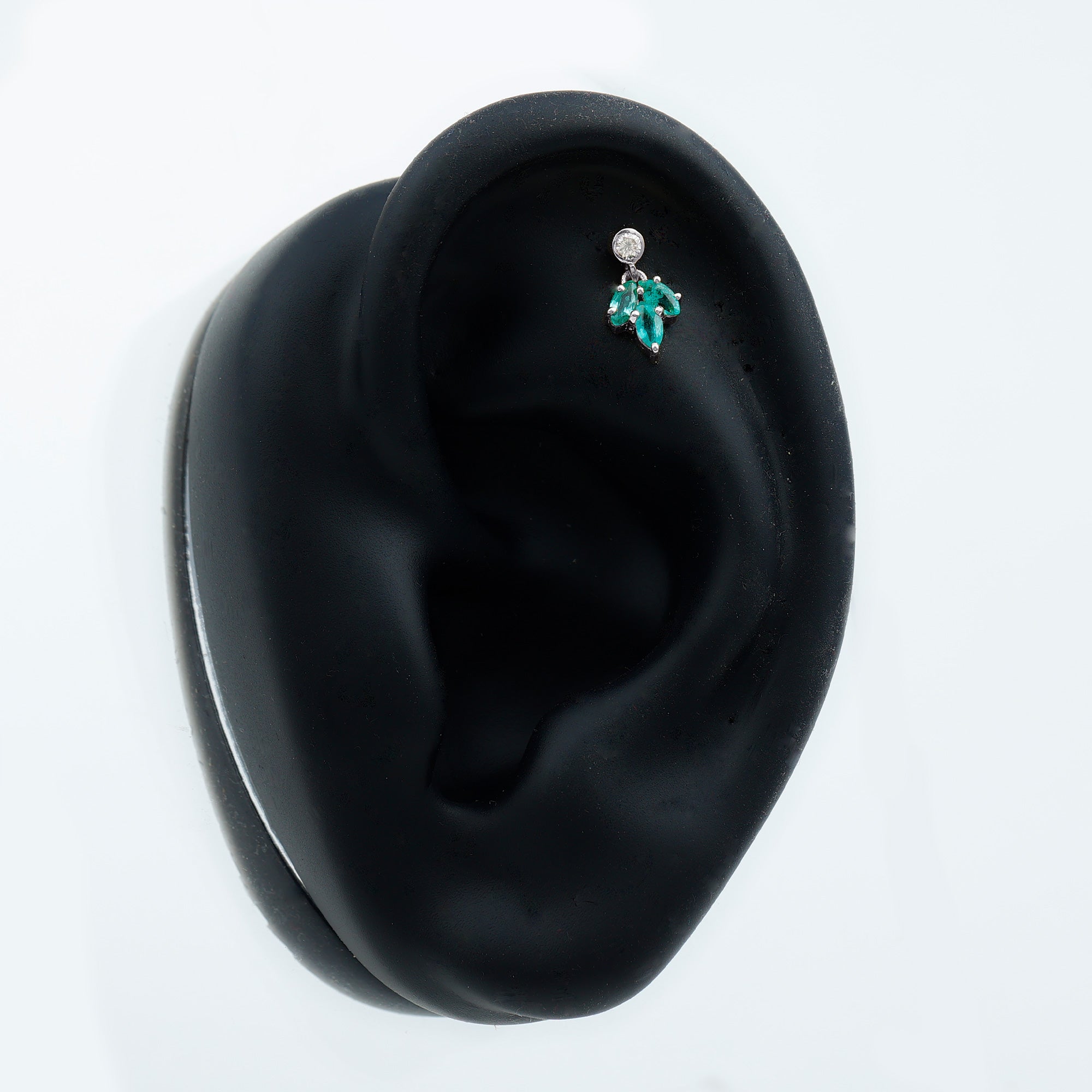 Marquise Emerald Leaf Earring for Helix Piercing