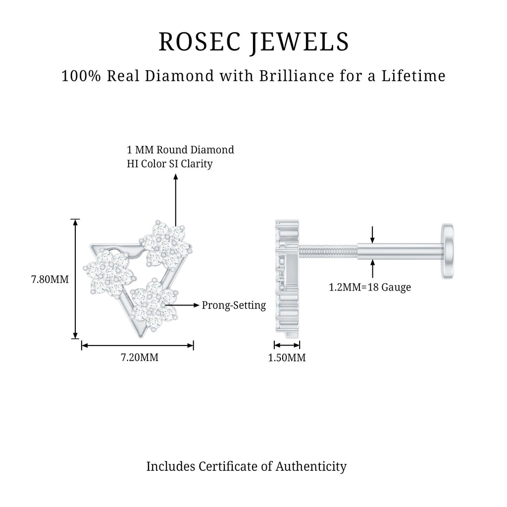 Diamond Triangle Earring for Helix Piercing