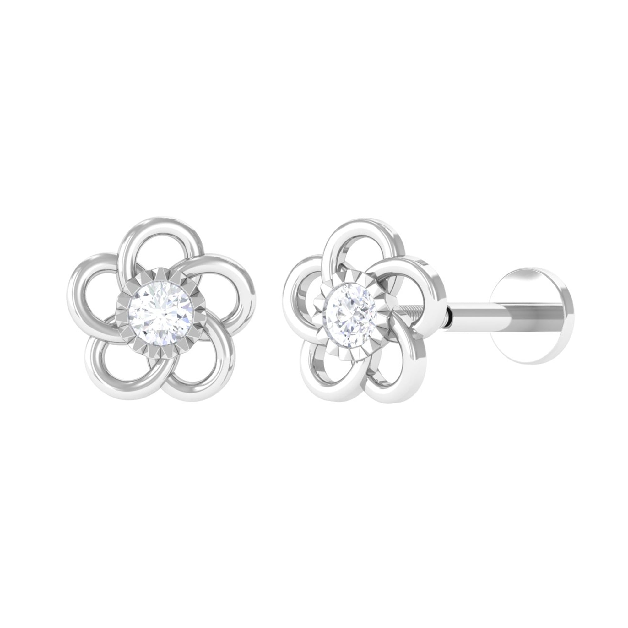 Diamond Flower Earring for Cartilage Piercing