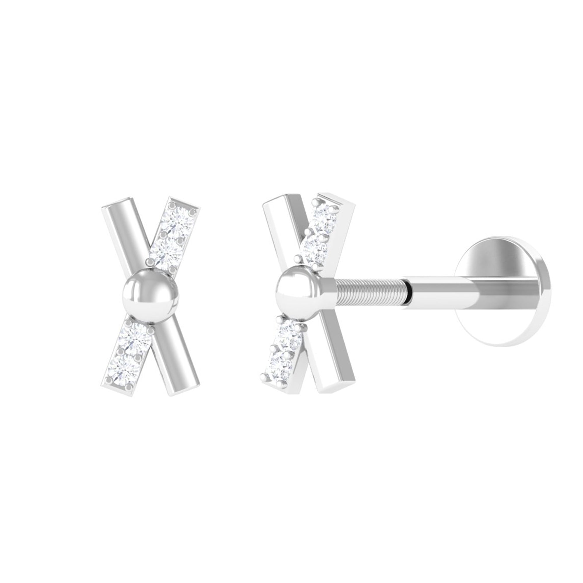 Simple Diamond X Earring for Tragus Piercing