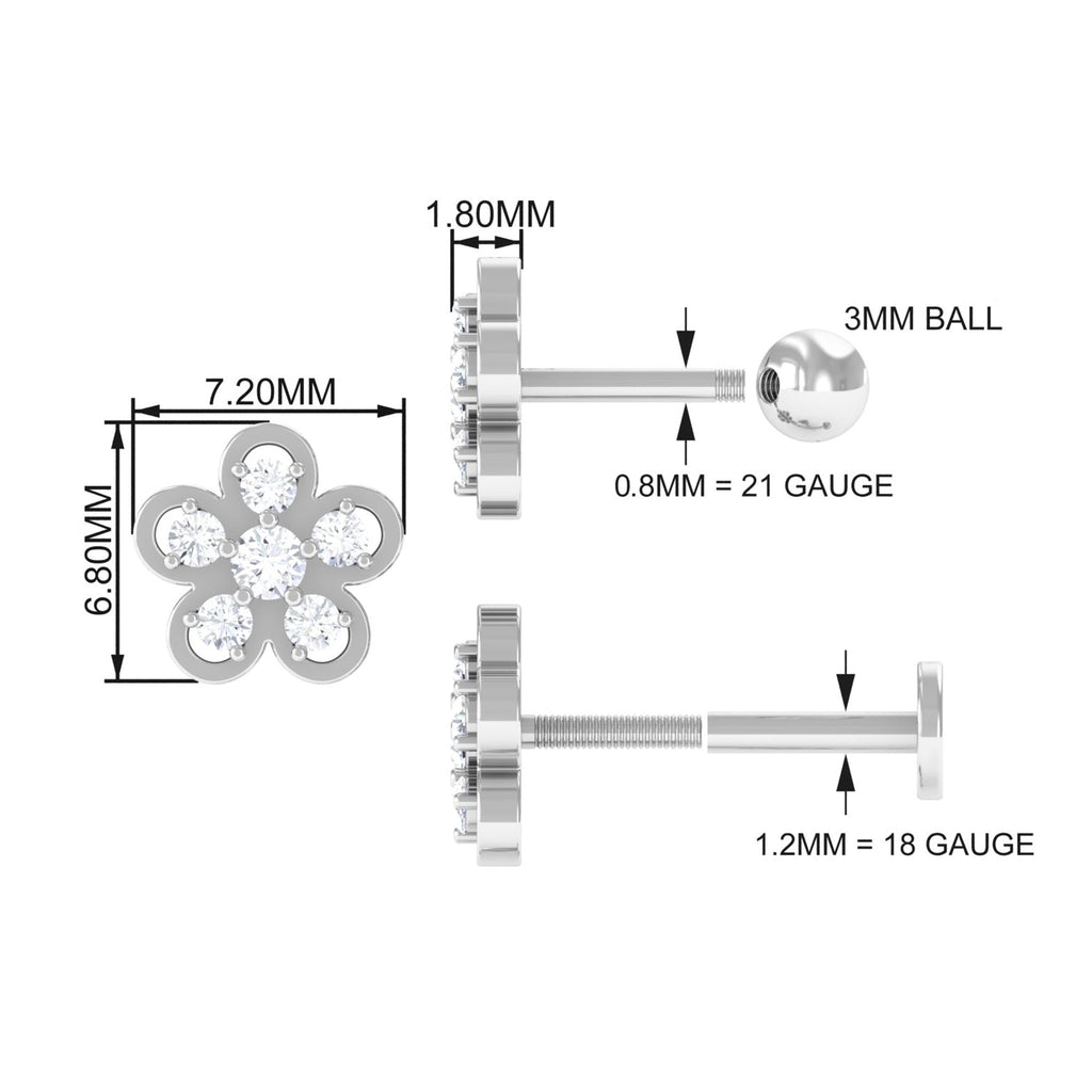 Diamond Floral Helix Earring for Women