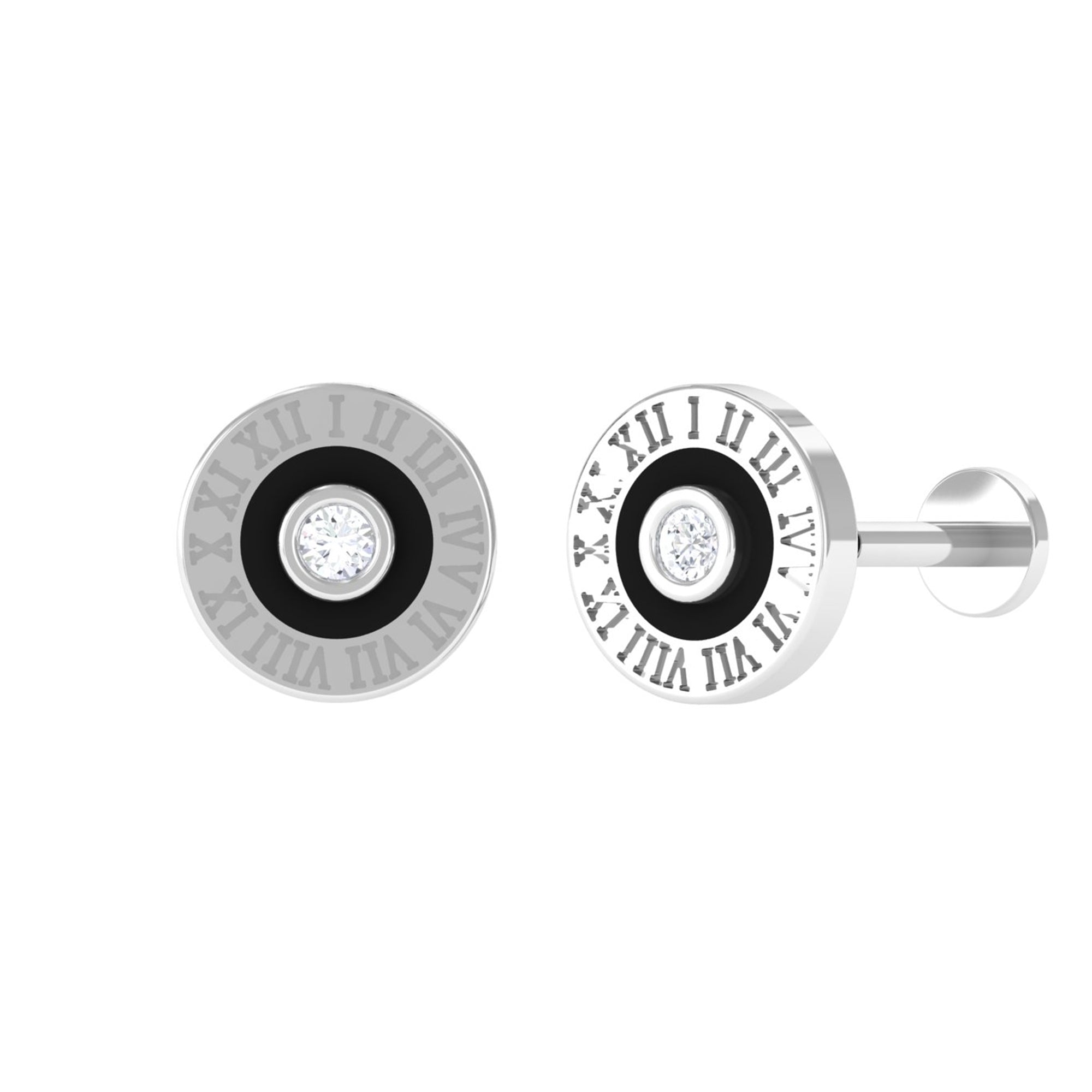 Diamond Clock Earring for Cartilage Piercing