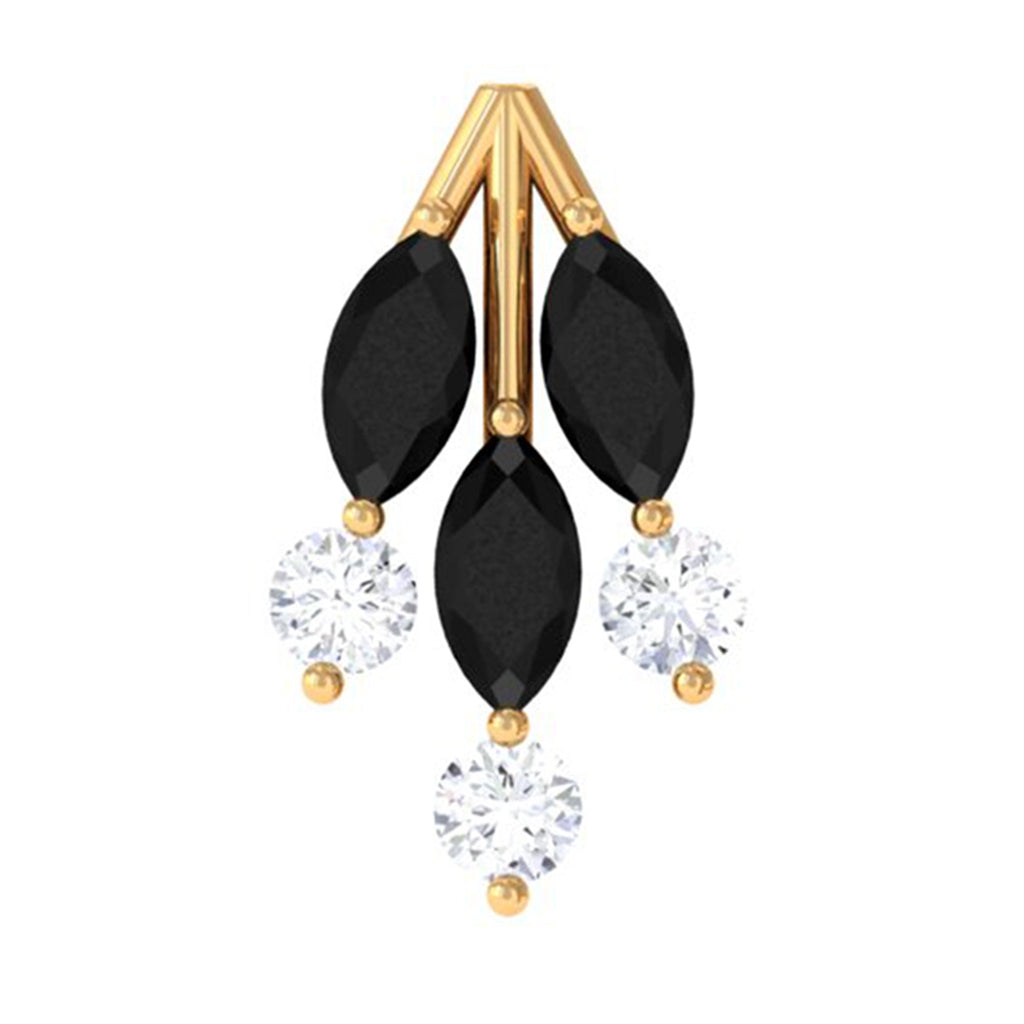 Marquise Black Onyx Leaf Cartilage Earring with Certificate