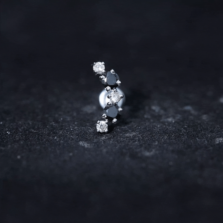 Alternate Black Onyx and Diamond Crawler Earring