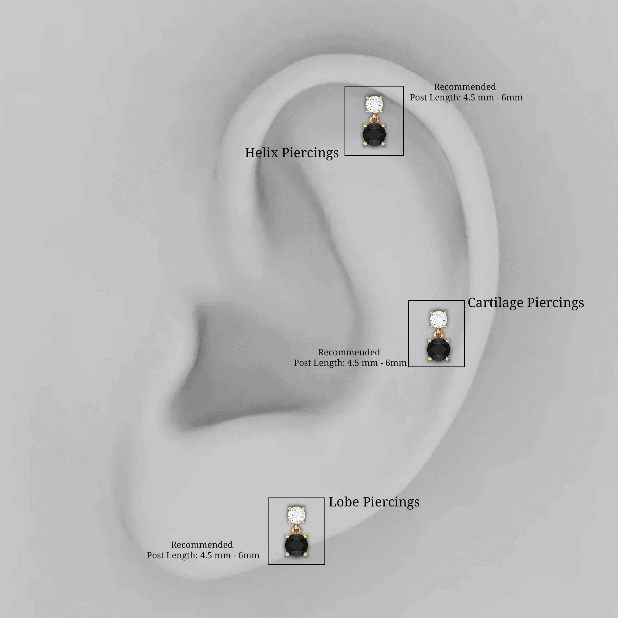 Round Black Onyx and Diamond Helix Drop Earring