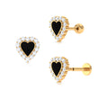 Moissanite Heart Shape Earring with Moissanite Halo