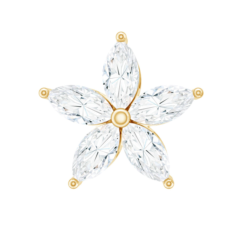 Marquise Cut Moissanite Floral Earring for Cartilage Piercing