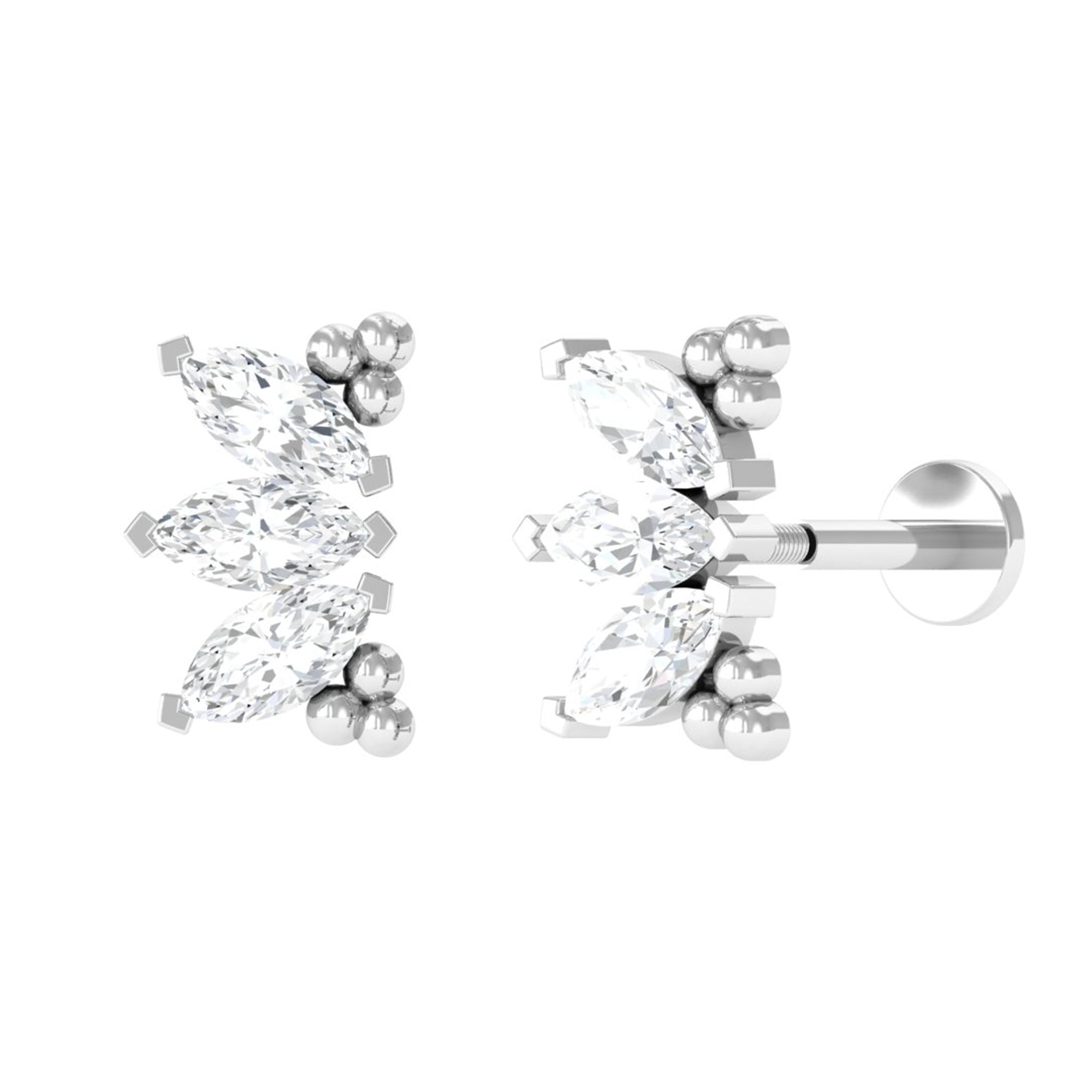 Marquise Diamond 3 Stone Crawler Earring