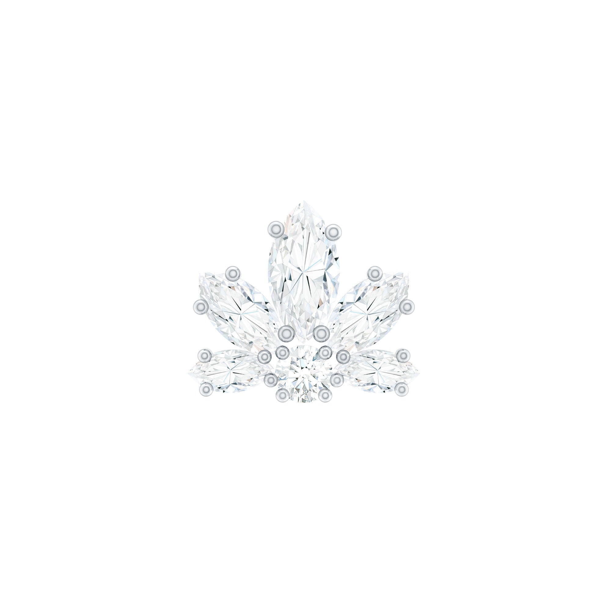 Marquise Diamond Lotus Earring for Upper Lobe Piercing