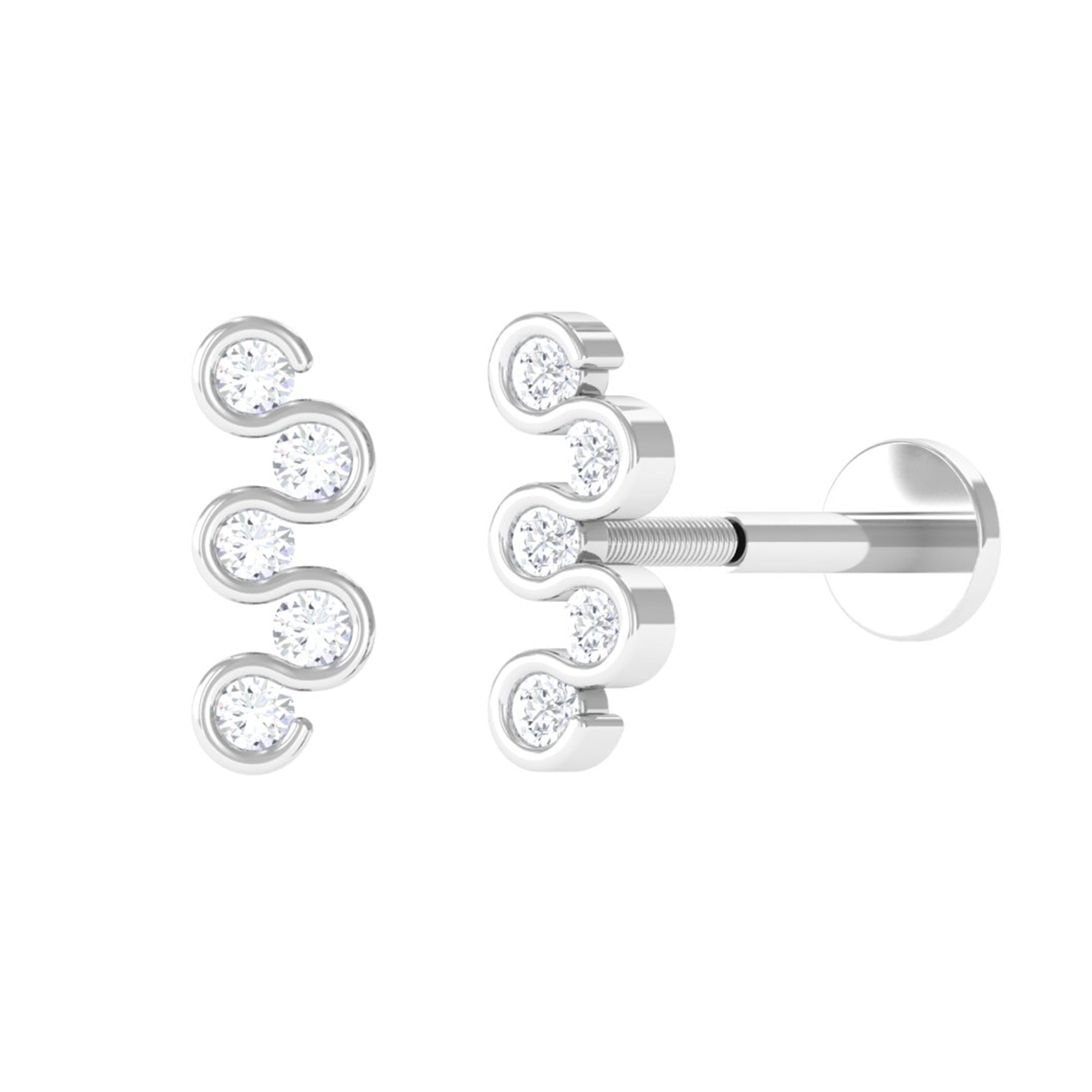 Diamond Zig Zag Bubble Crawler Earring