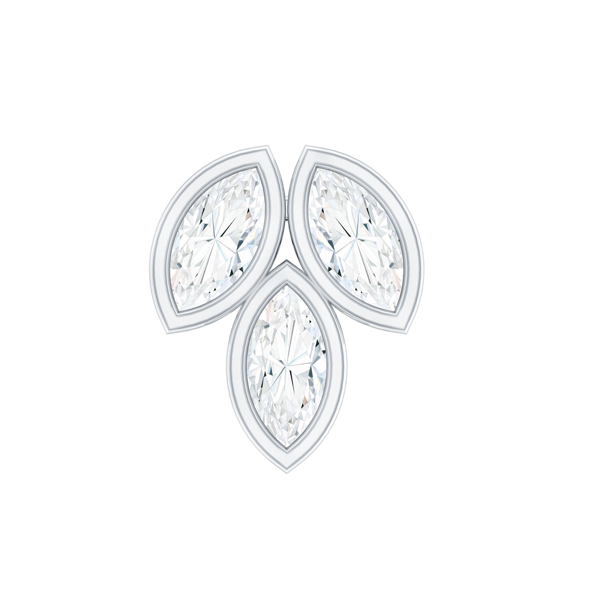 Marquise Diamond Three Stone Cluster Earring