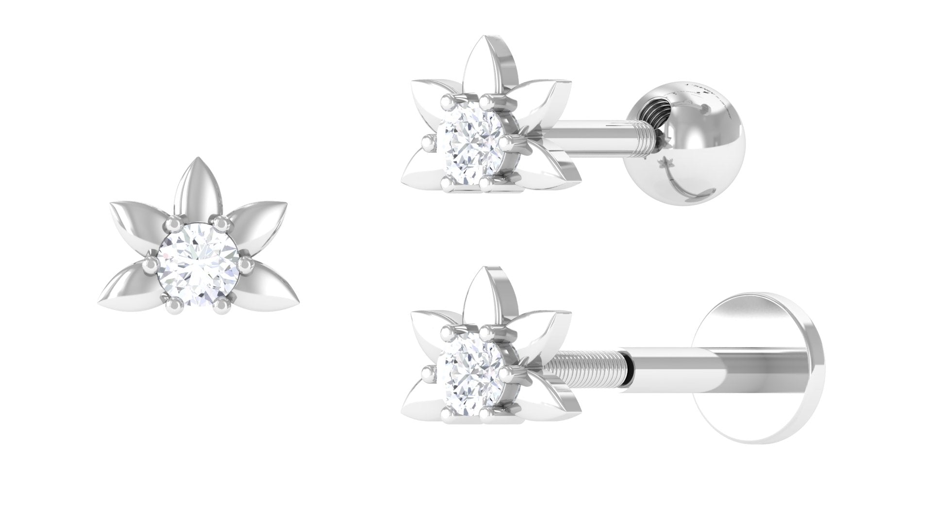 Diamond Floral Earring for Tragus Piercing