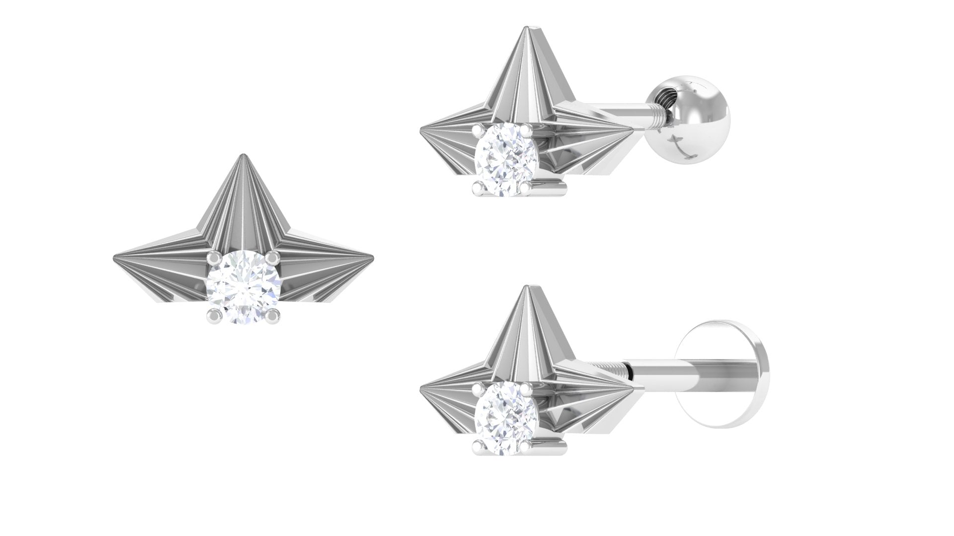 Minimalist Diamond Floral Earring for Cartilage Piercing