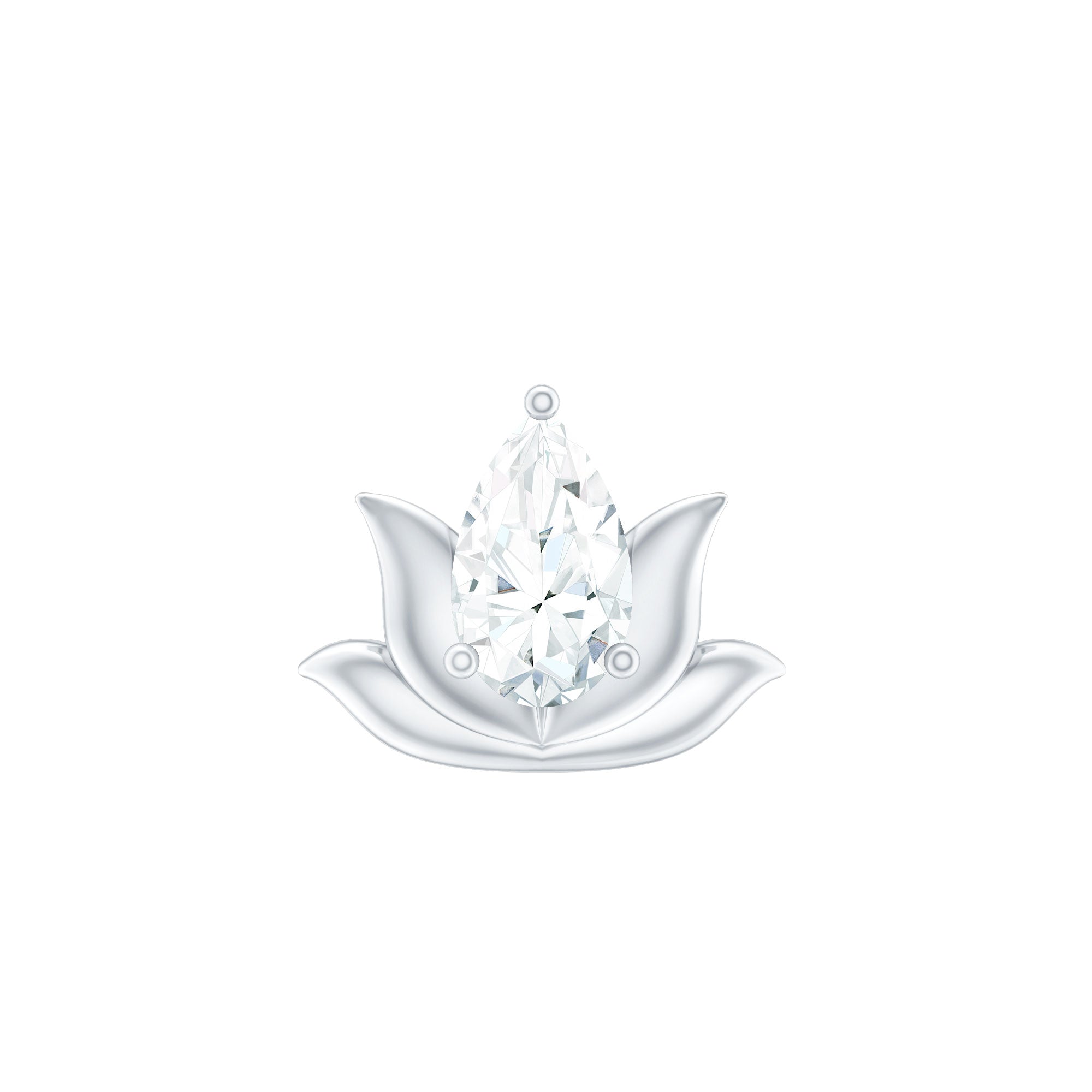 Pear Shape Diamond Lotus Cartilage Earring