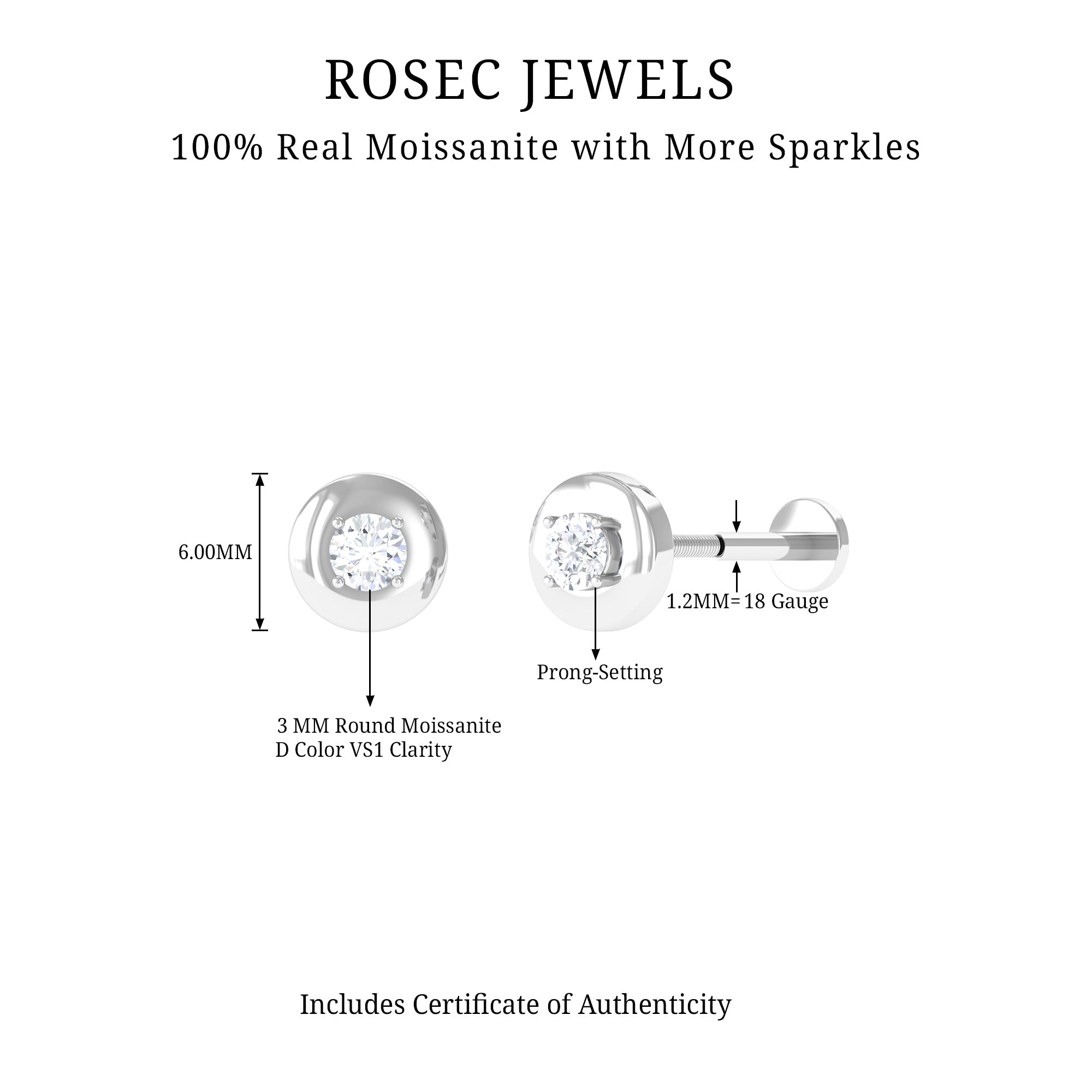 Solitaire Moissanite Circle Cartilage Earring