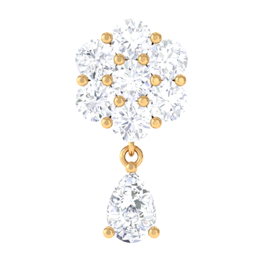 Moissanite Floral Drop Earring for Helix Piercing