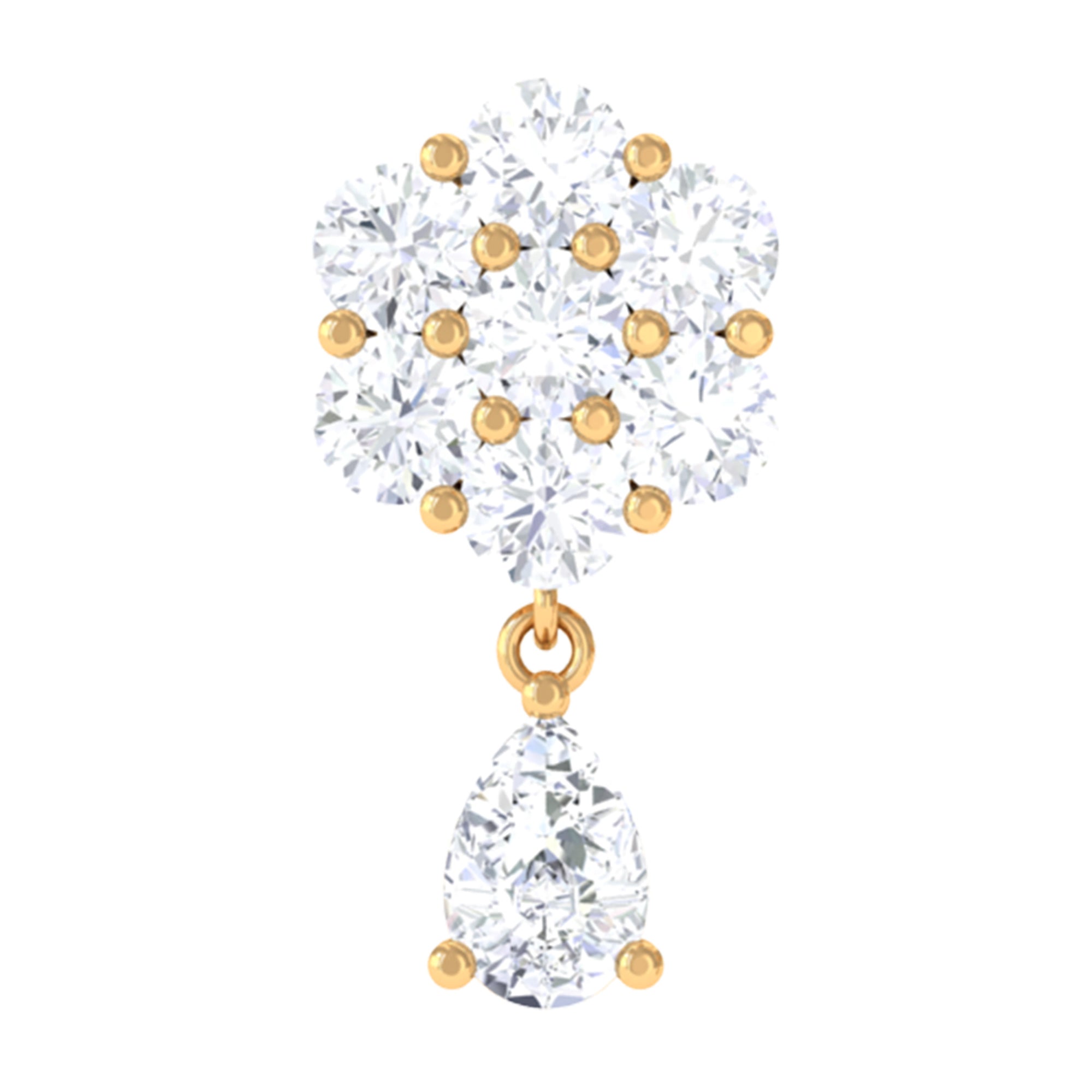 Moissanite Floral Drop Earring for Helix Piercing