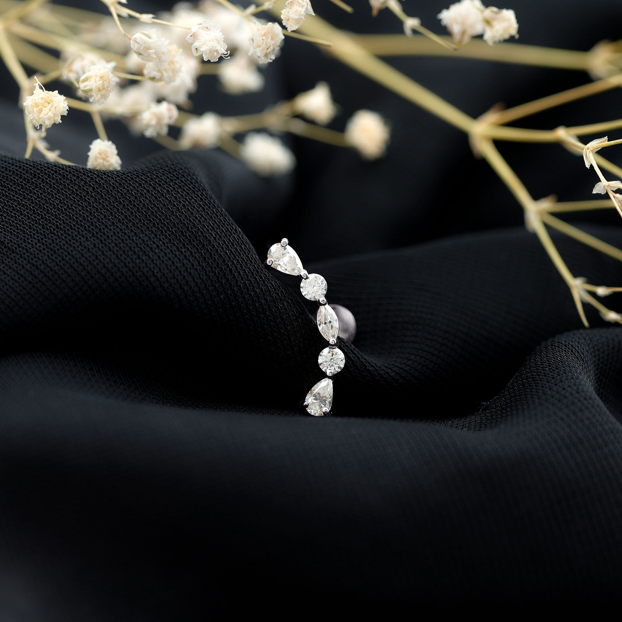 Certified Moissanite Curved Crawler Earring for Helix Piercing