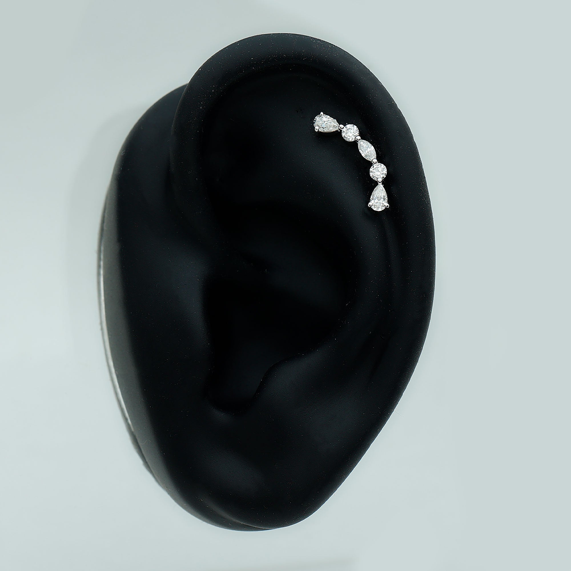 Certified Moissanite Curved Crawler Earring for Helix Piercing
