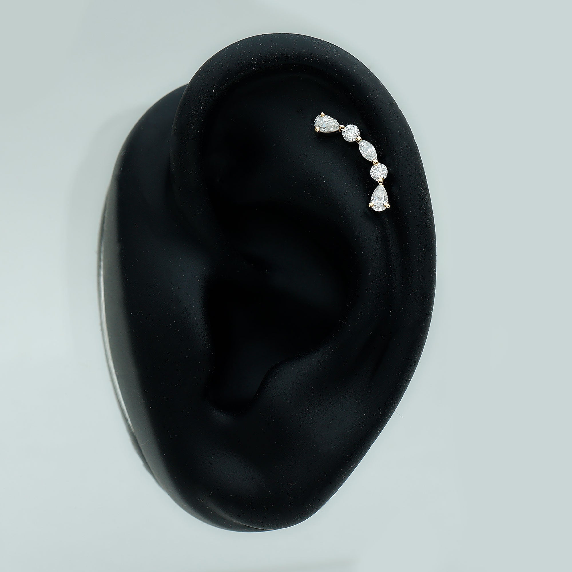 Certified Moissanite Curved Crawler Earring for Helix Piercing