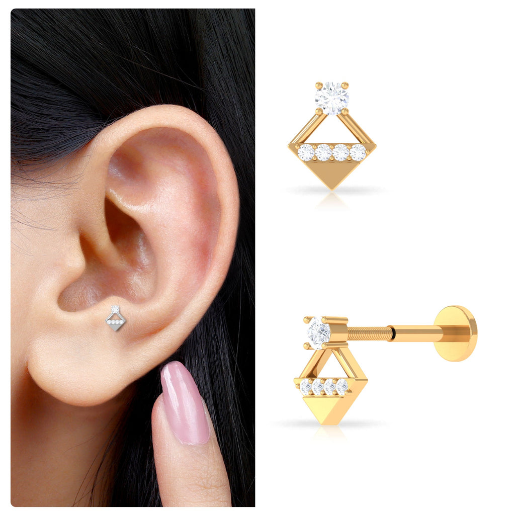 Unique Diamond Geometric Tragus Earring