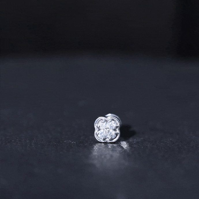 Moissanite Cluster Clover Earring for Helix Piercing