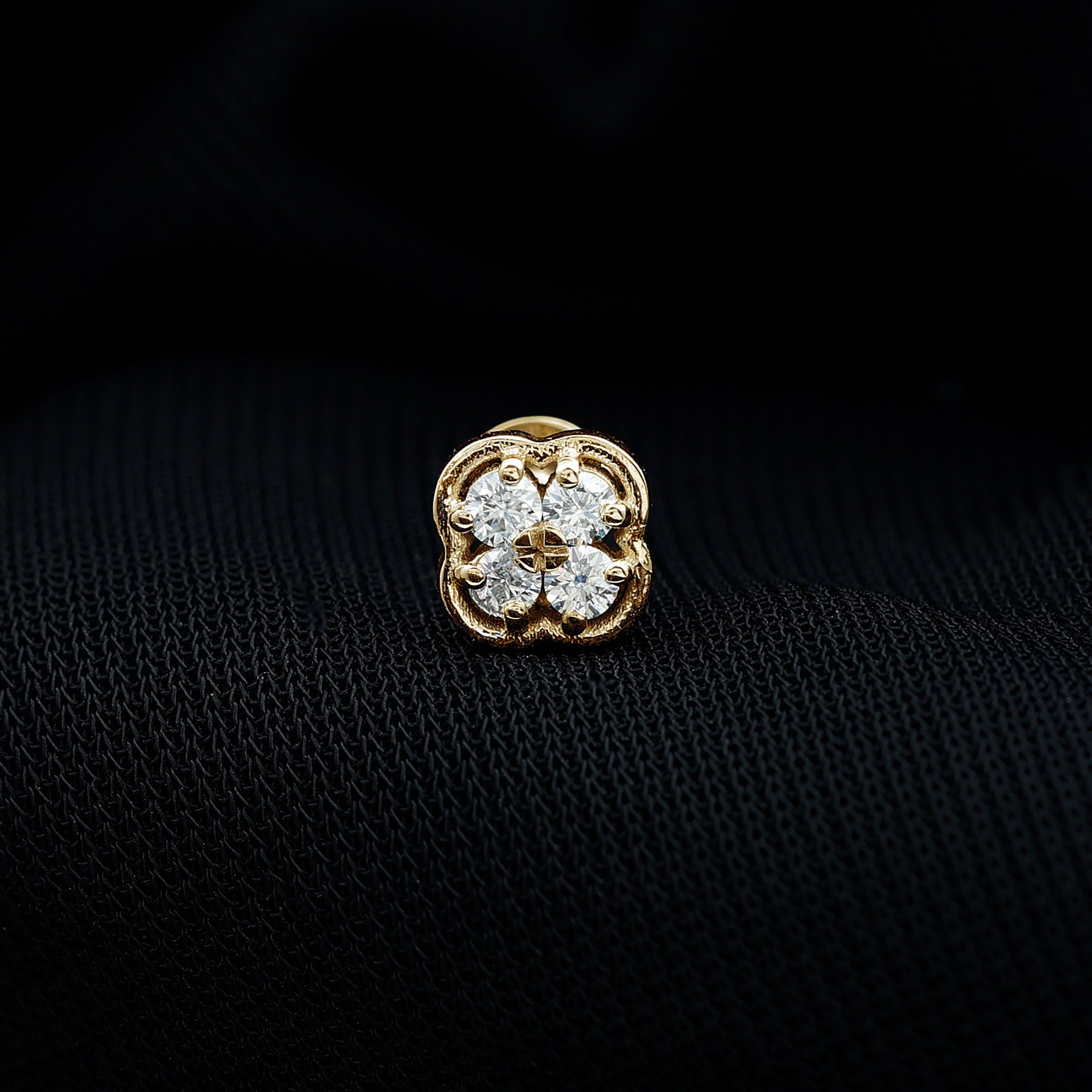 Moissanite Cluster Clover Earring for Helix Piercing