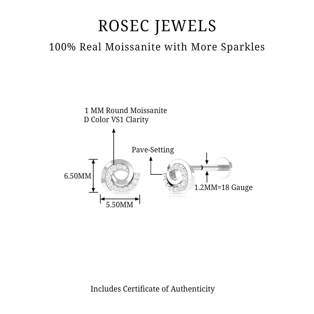 Moissanite Swirl Earring for Second Hole Piercing