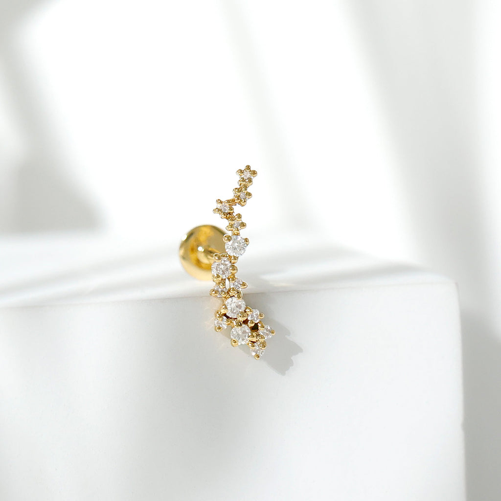 Certified Moissanite Cluster Crawler Earring For Her