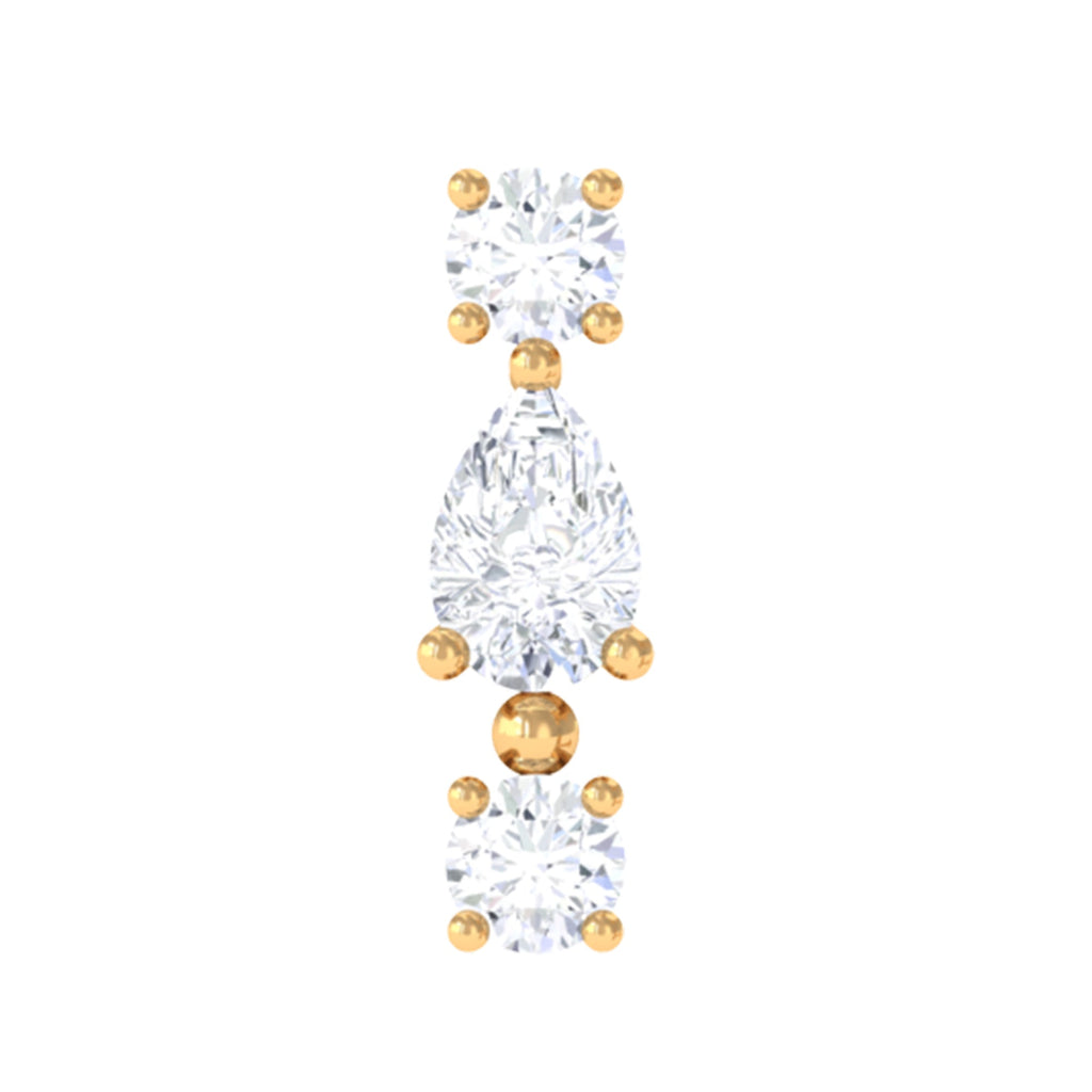 Certified Moissanite 3 Stone Tragus Earring