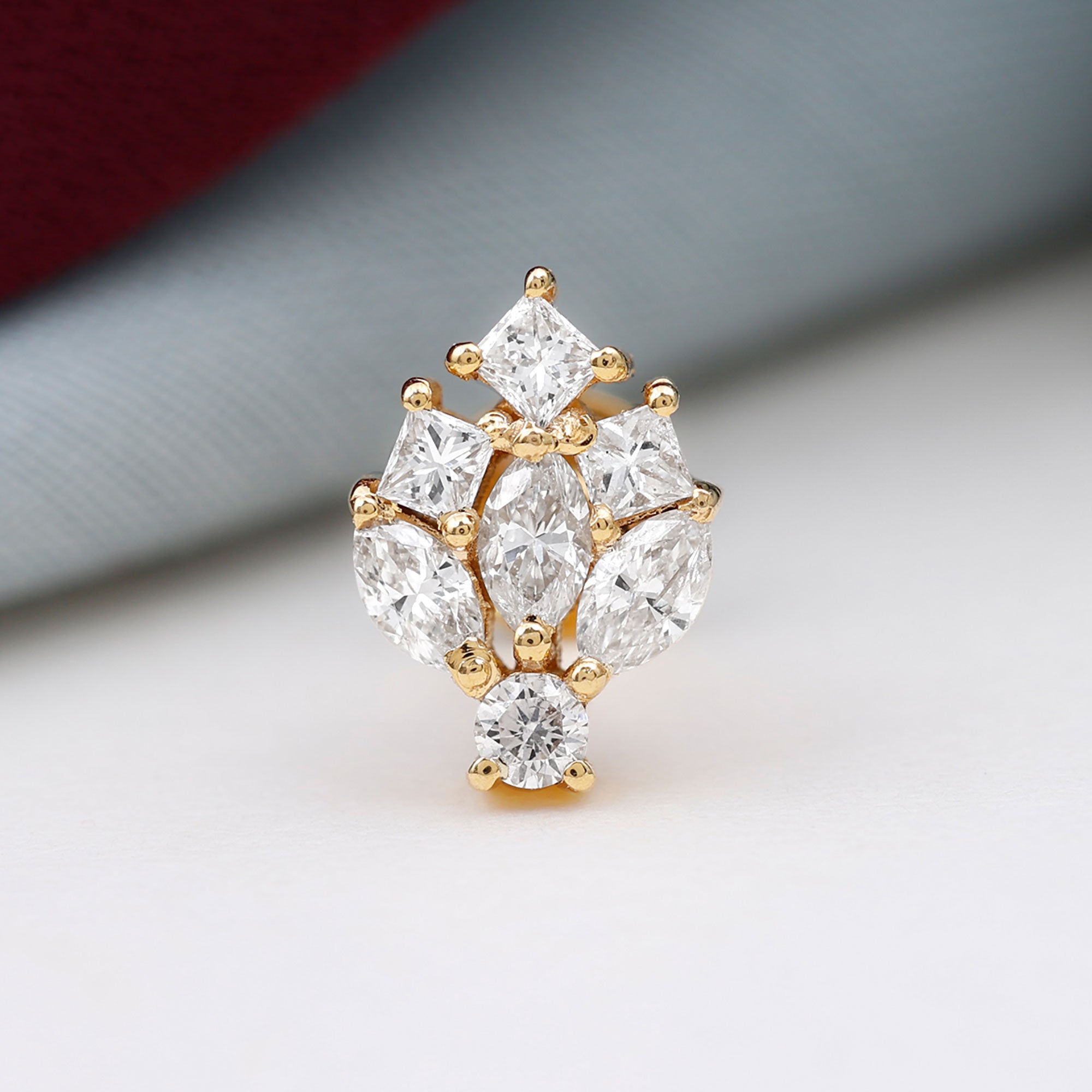 Moissanite Cluster Earring for Upper Lobe Piercing