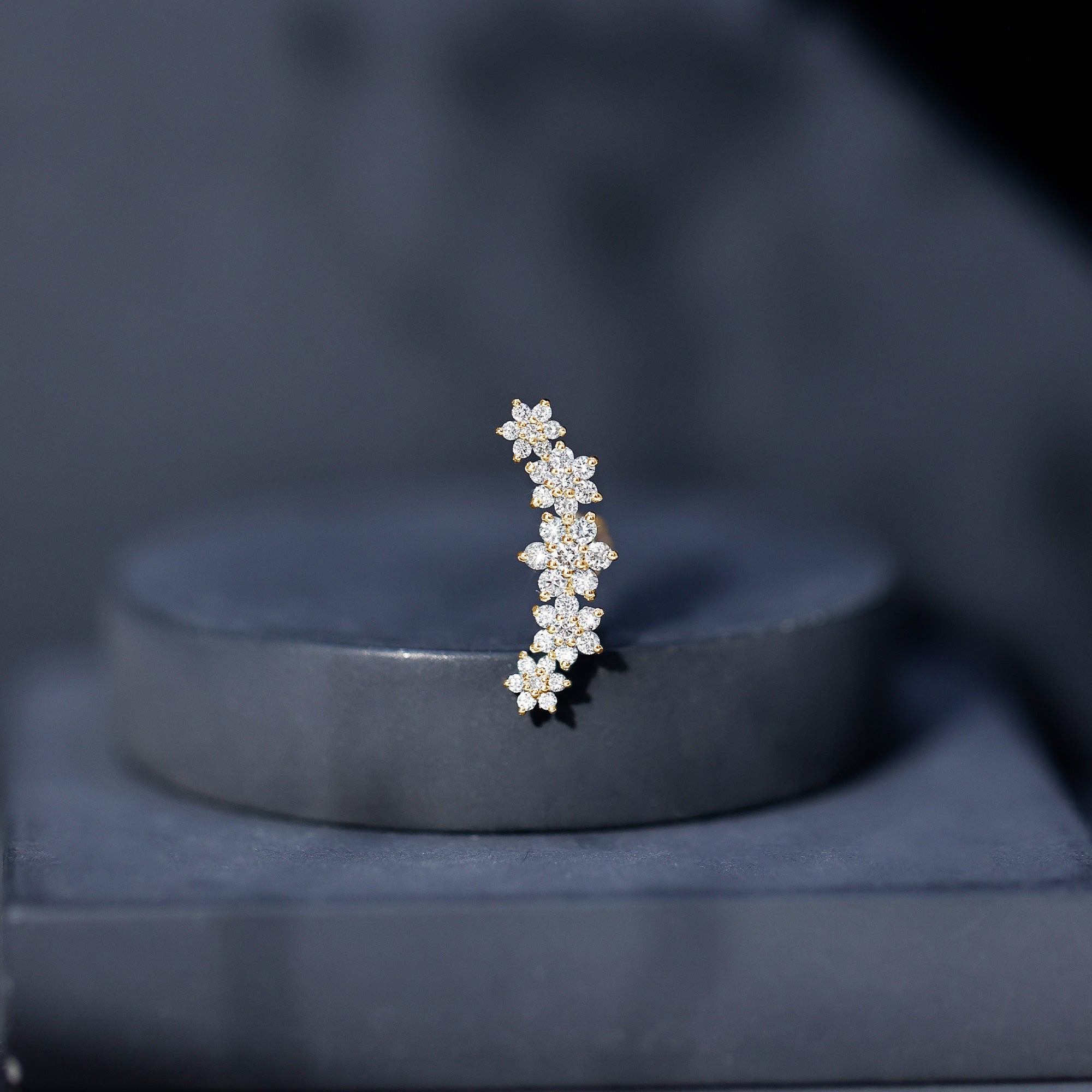 Exquisite Moissanite Flower Inspired Crawler Earring