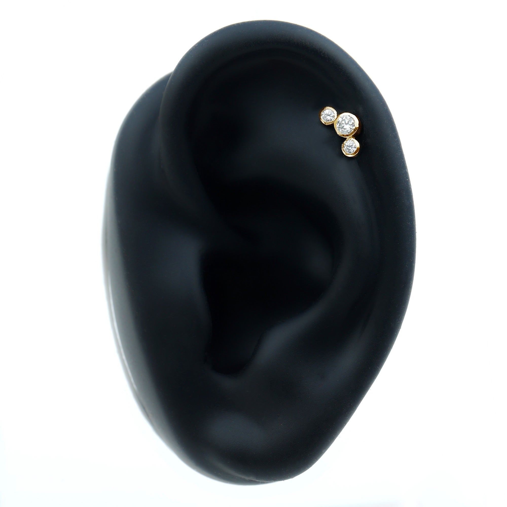 Bezel Set Diamond Three Stone Earring for Helix Piercing