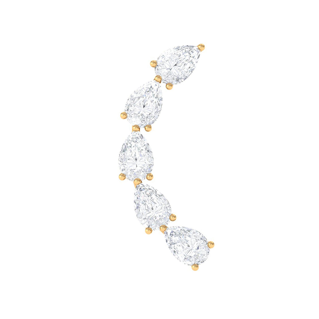 Pear Shape Diamond Crawler Earring for Cartilage Piercing
