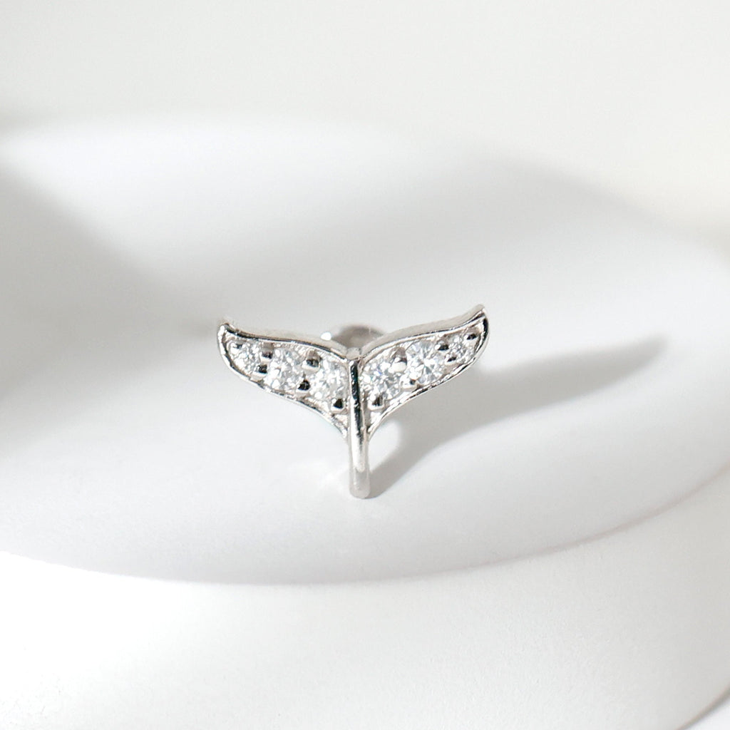 Certified Diamond Whale Tail Earring for Helix Piercing