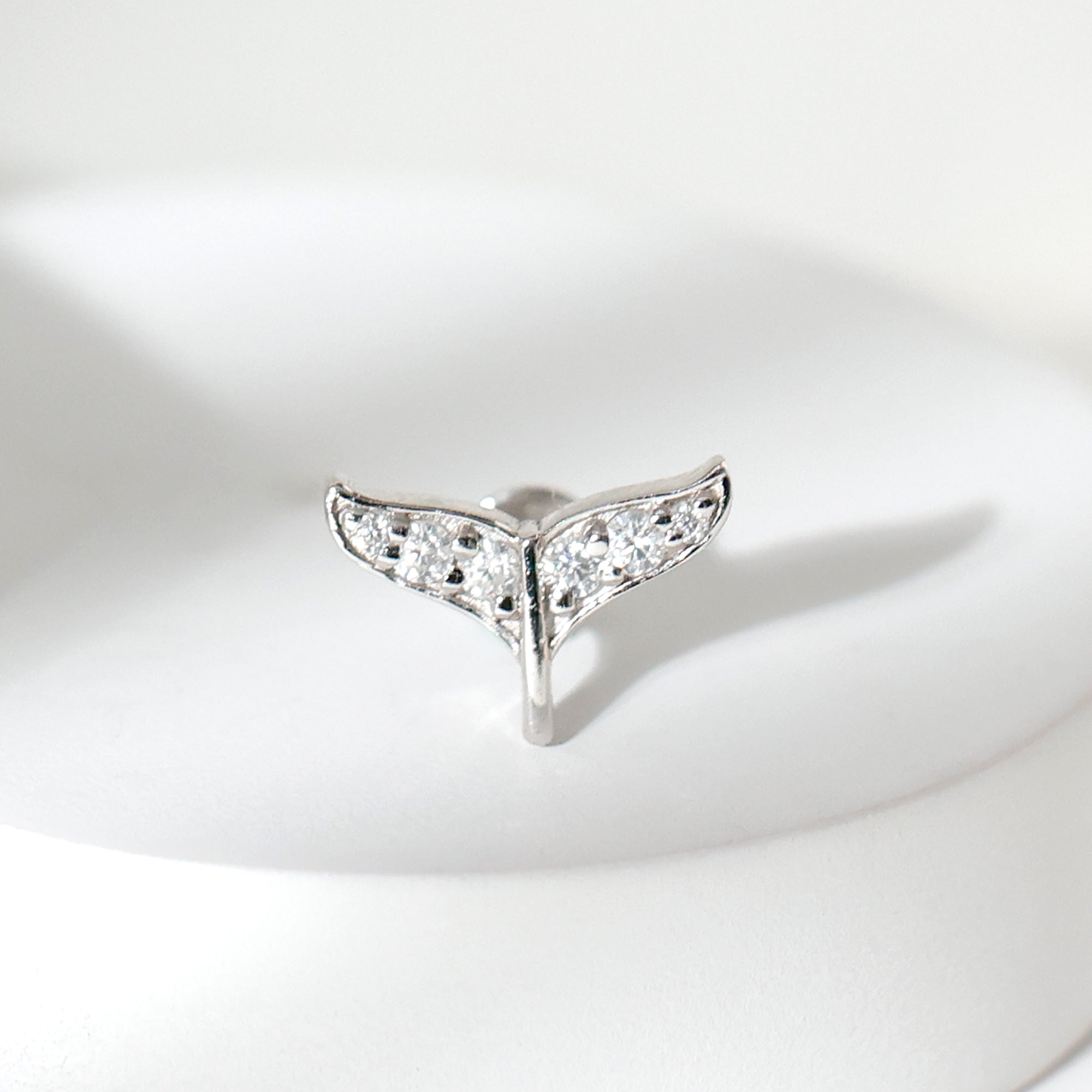 Certified Diamond Whale Tail Earring for Helix Piercing