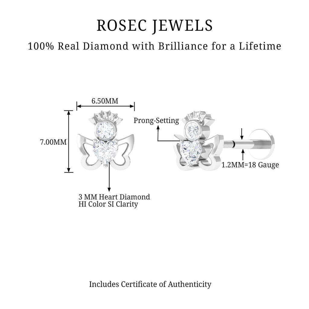 Heart Diamond Angel Earring for Helix Piercing