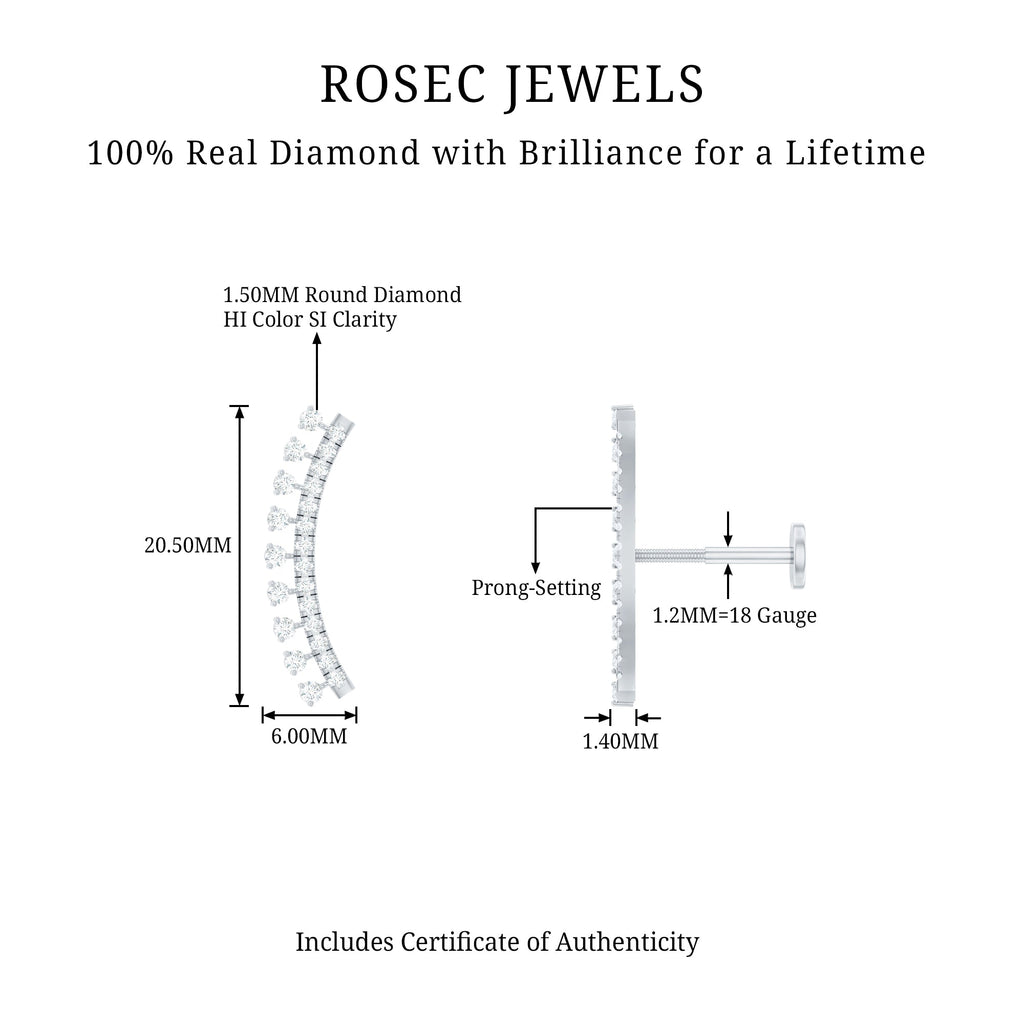 Minimal Diamond Crawler Earring for Cartilage Piercing