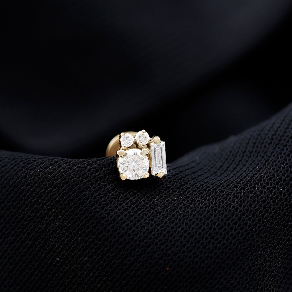 Unique Diamond Cluster Earring for Conch Piercing
