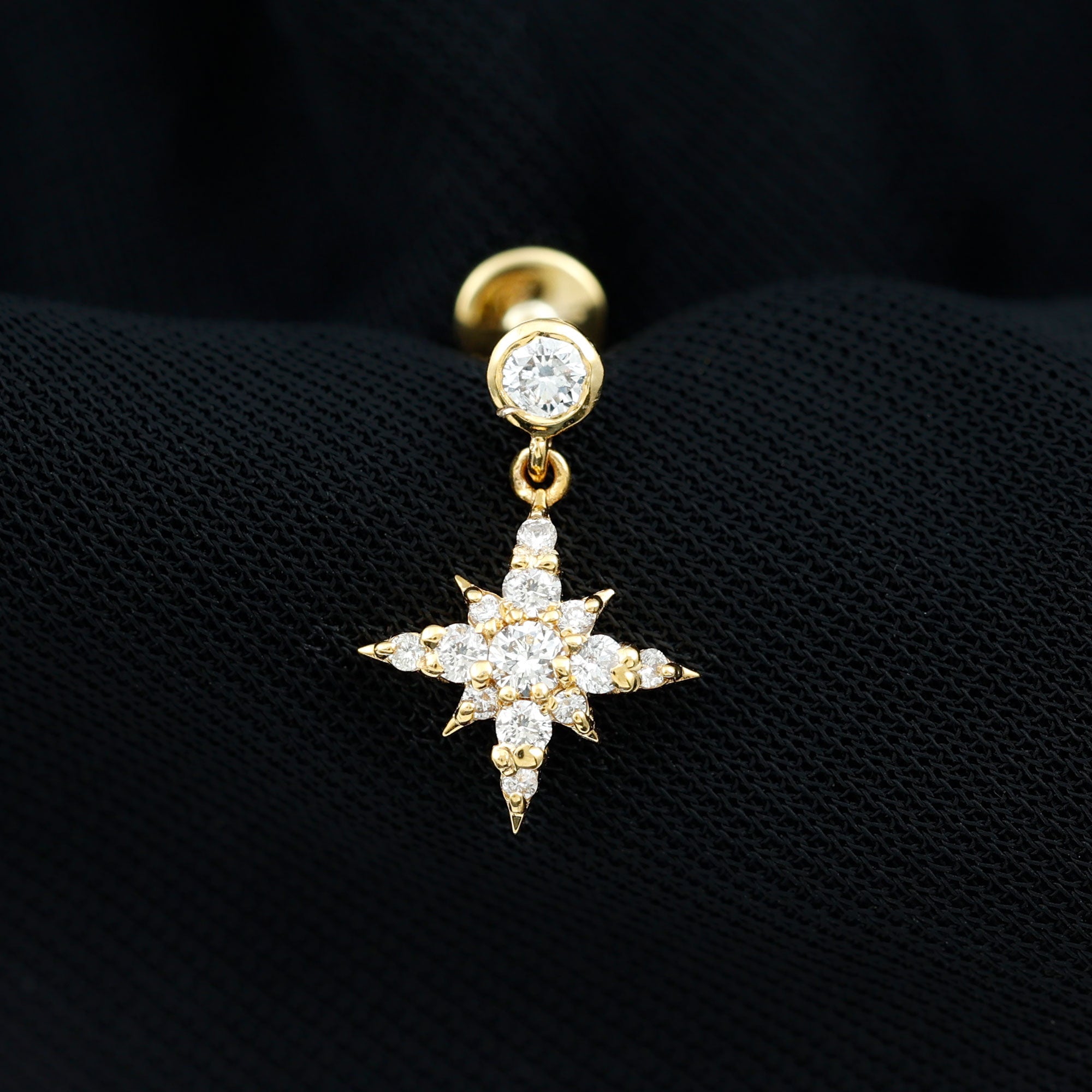 Certified Diamond Starburst Drop Earring for Helix Piercing