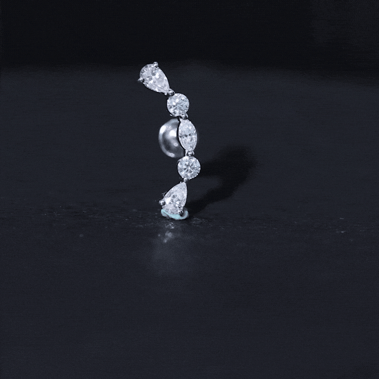 Simple Diamond Curved Crawler Earring for Helix Piercing