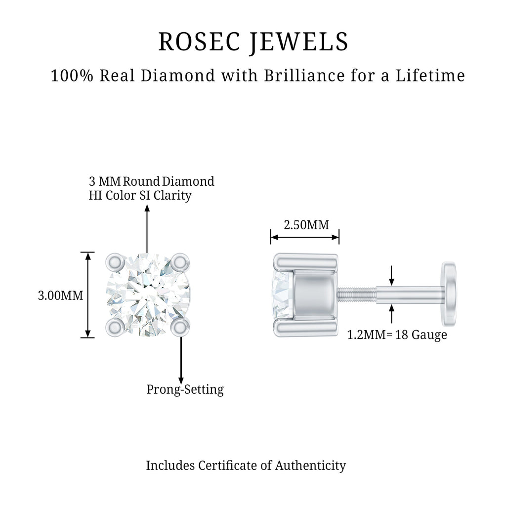 Minimalist Diamond Solitaire Tragus Earring