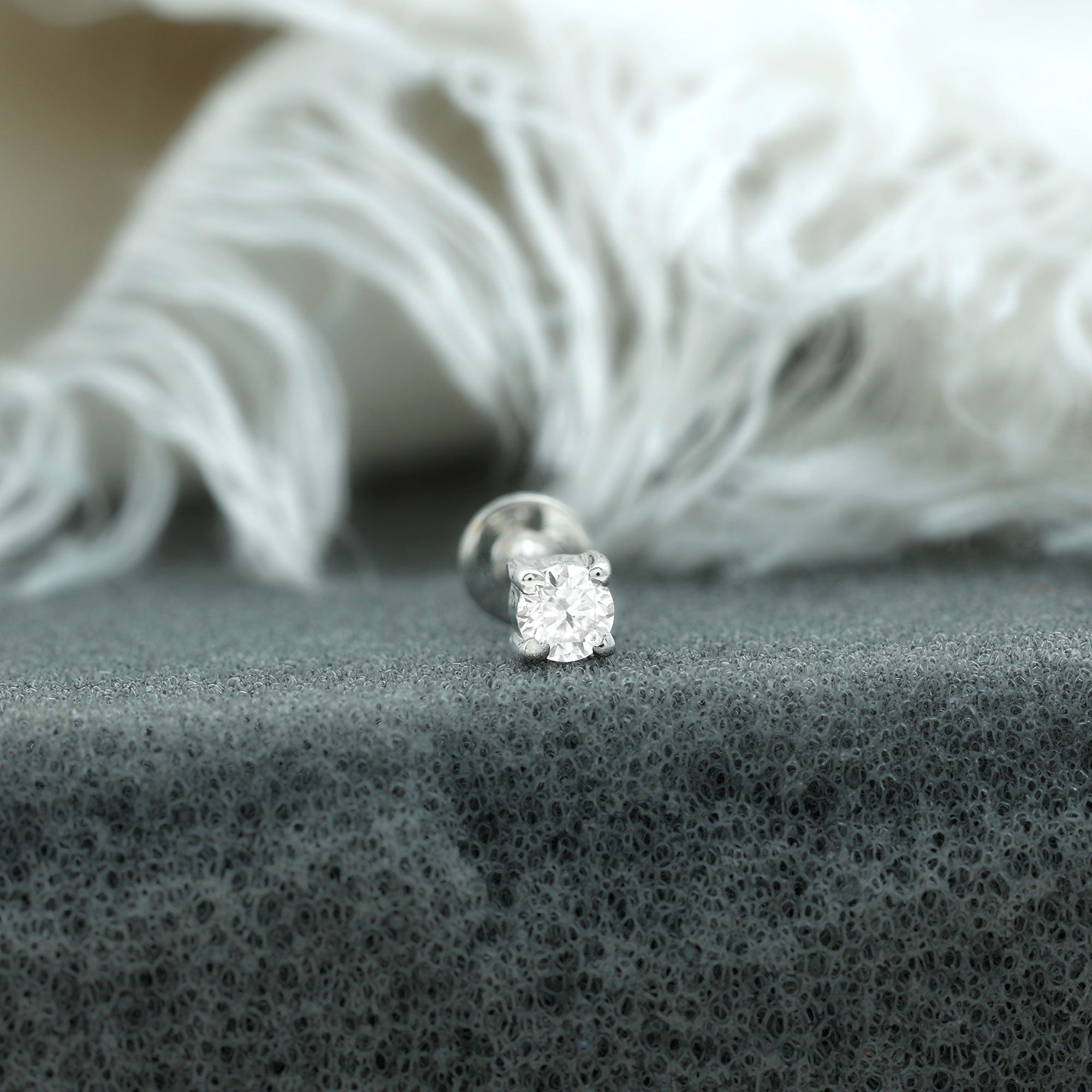 Minimalist Diamond Solitaire Tragus Earring